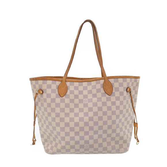 Louis Vuitton MM White Damier Tote Azur Bag Neverfull - Picture 1 of 8